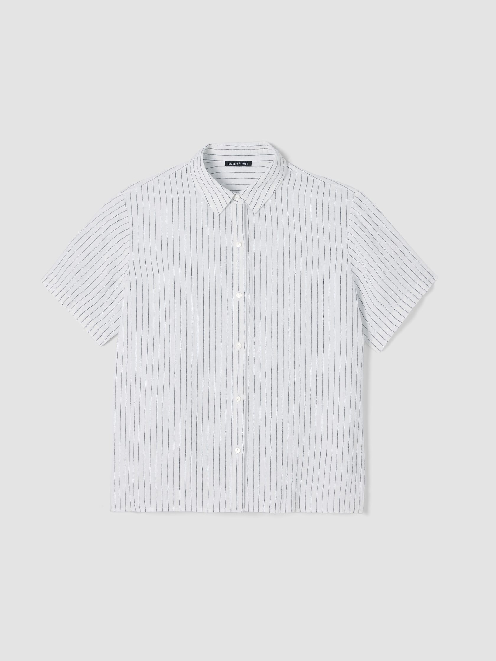 Puckered Organic Linen Short-Sleeve Shirt
