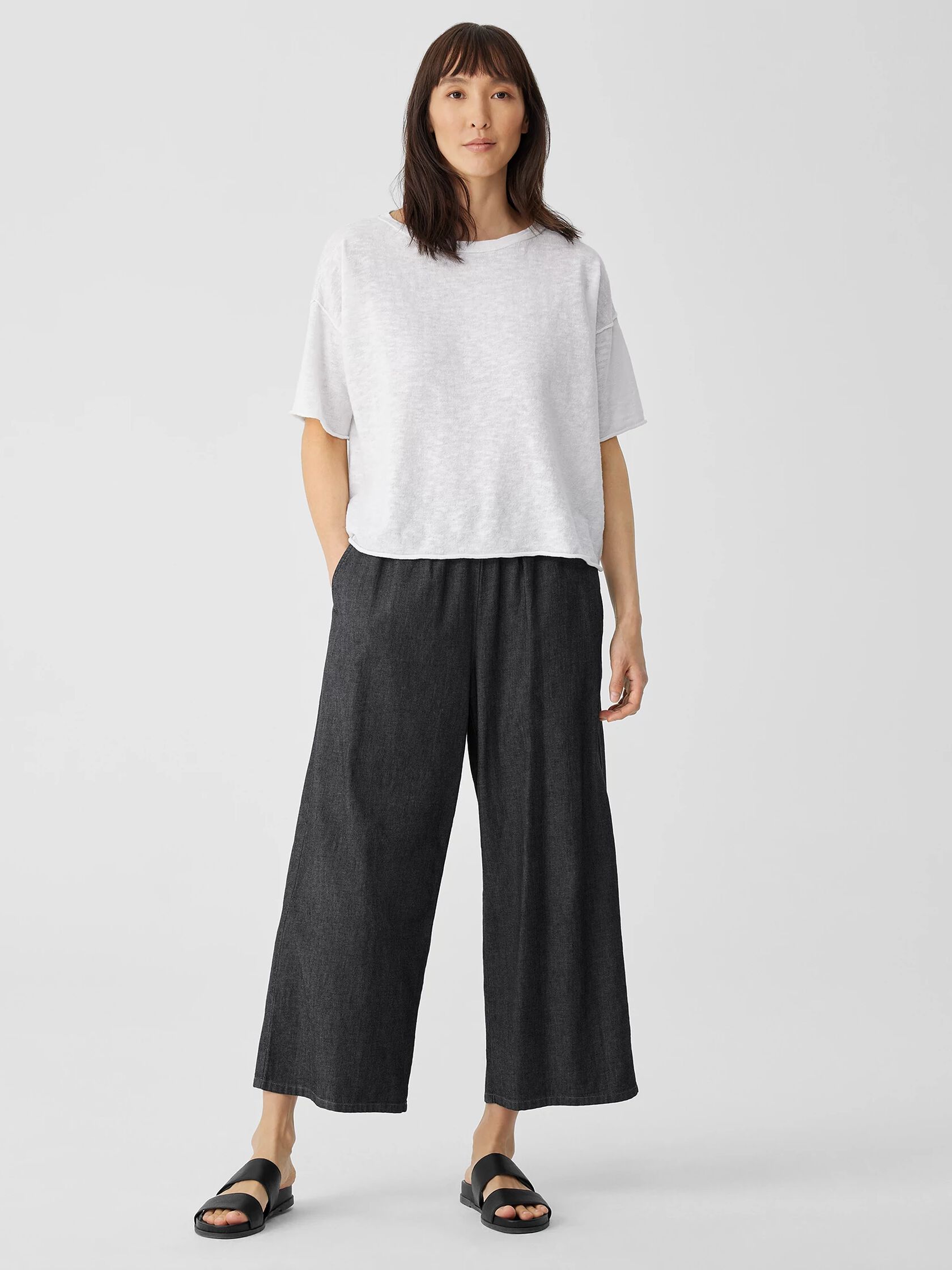 Organic Linen Cotton Slub Bateau Neck Top