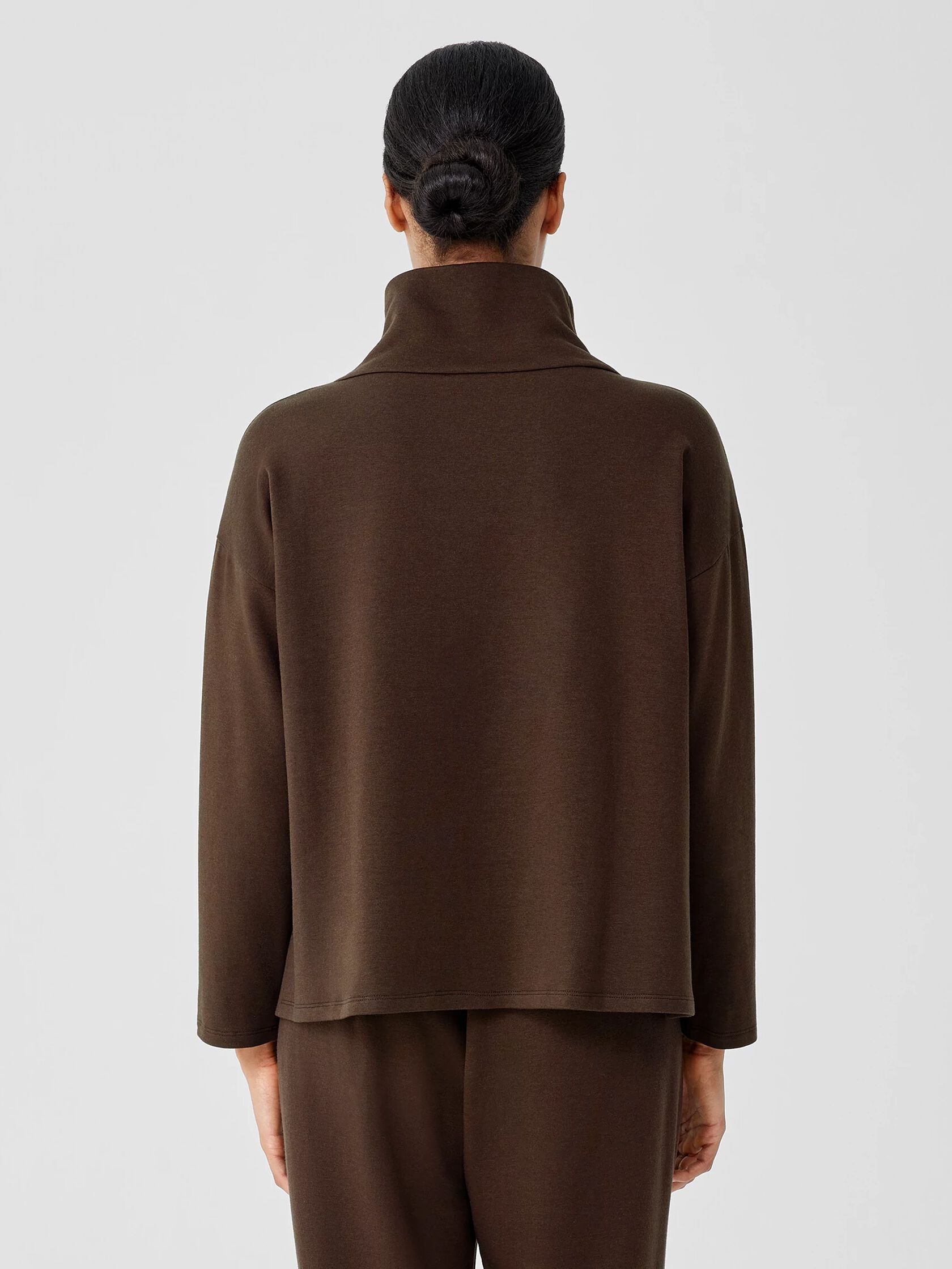 Cozy Brushed Terry Hug Funnel Neck Box-Top