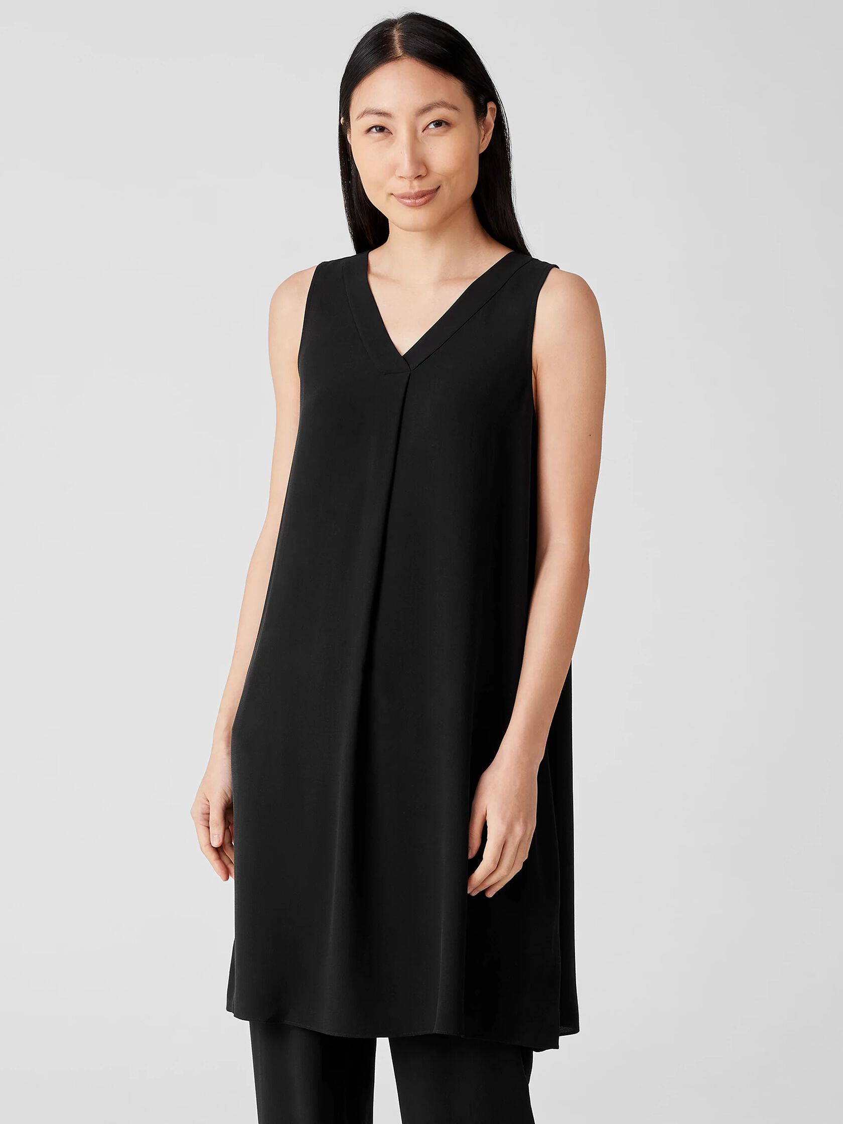 Silk Georgette Crepe Pleated Dress