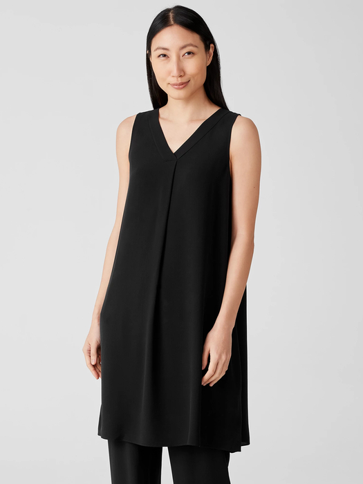 Silk Georgette Crepe Pleated Dress