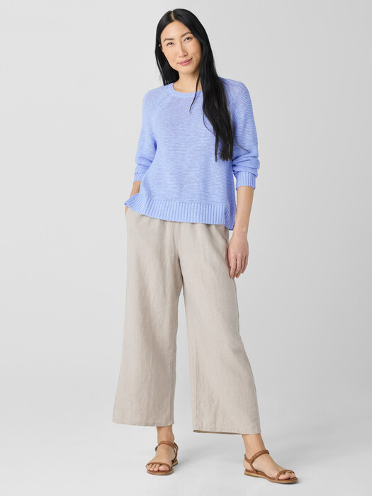 Organic Linen Cotton Slub Crew Neck Top