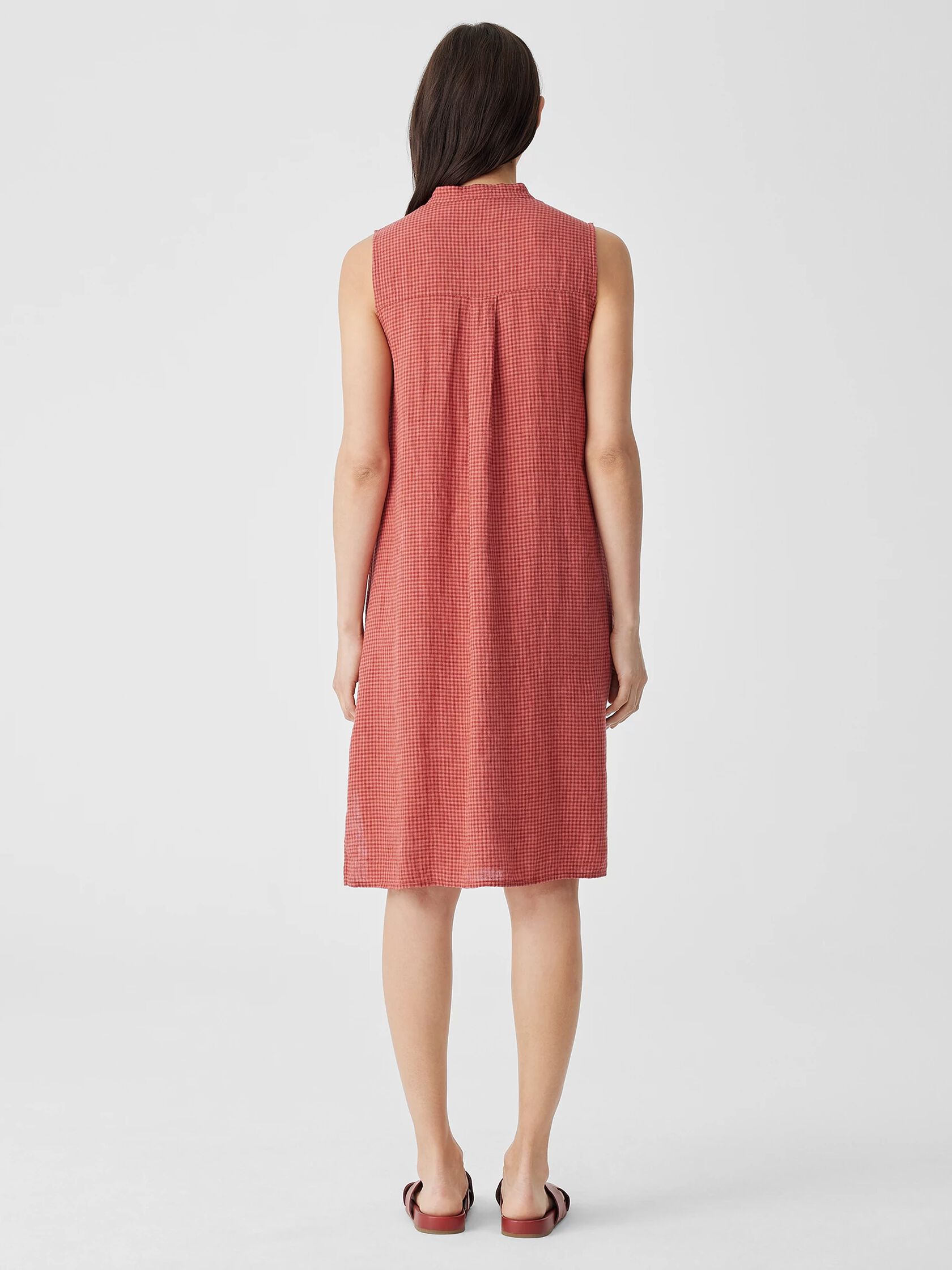 Puckered Organic Linen Sleeveless Dress