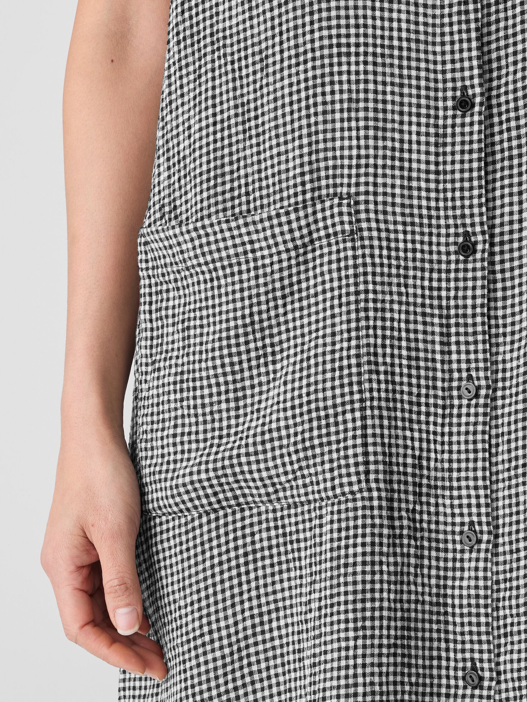 Puckered Organic Linen Sleeveless Dress