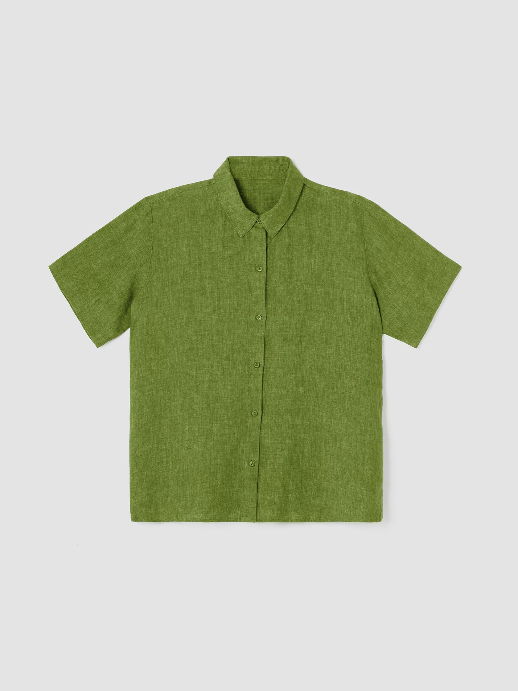 Washed Organic Linen Délavé Short-Sleeve Shirt