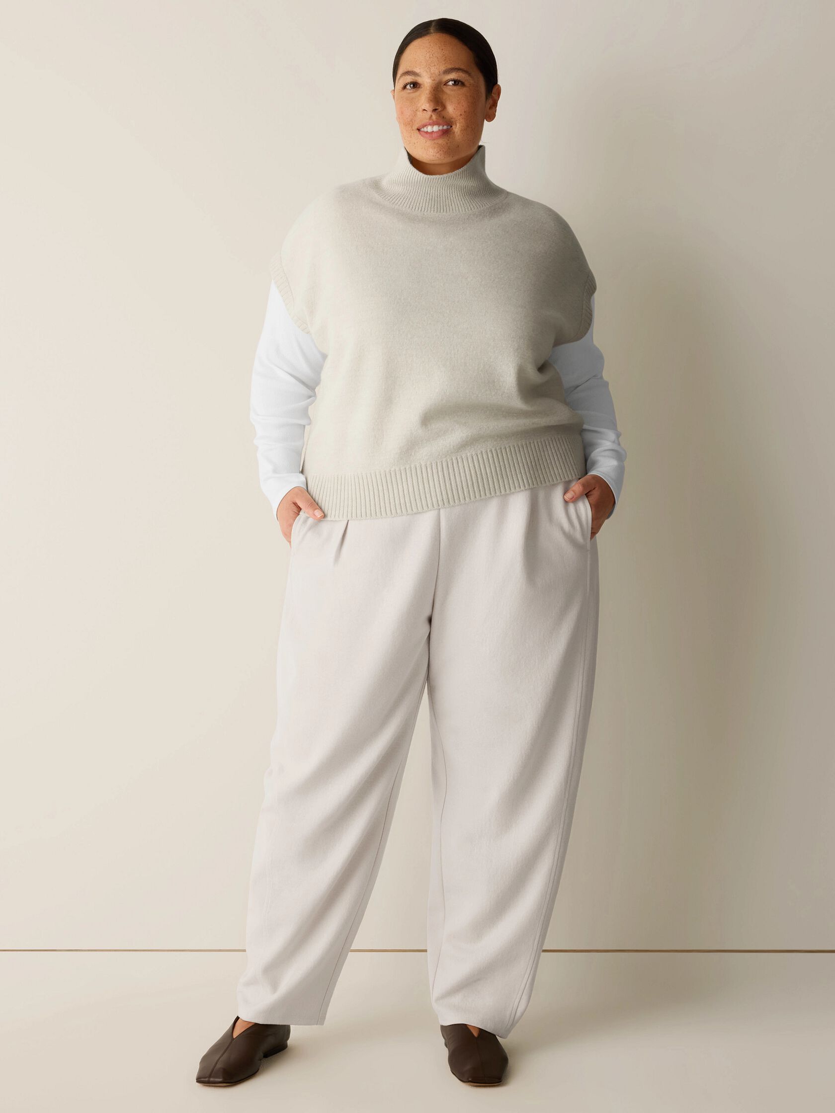 Fine Felted Wool Turtleneck Top in Regenerative Wool