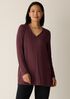 Fine Stretch Jersey Knit V-Neck Long Top