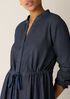 Airy Organic Cotton Twill Band Collar Shirtdress