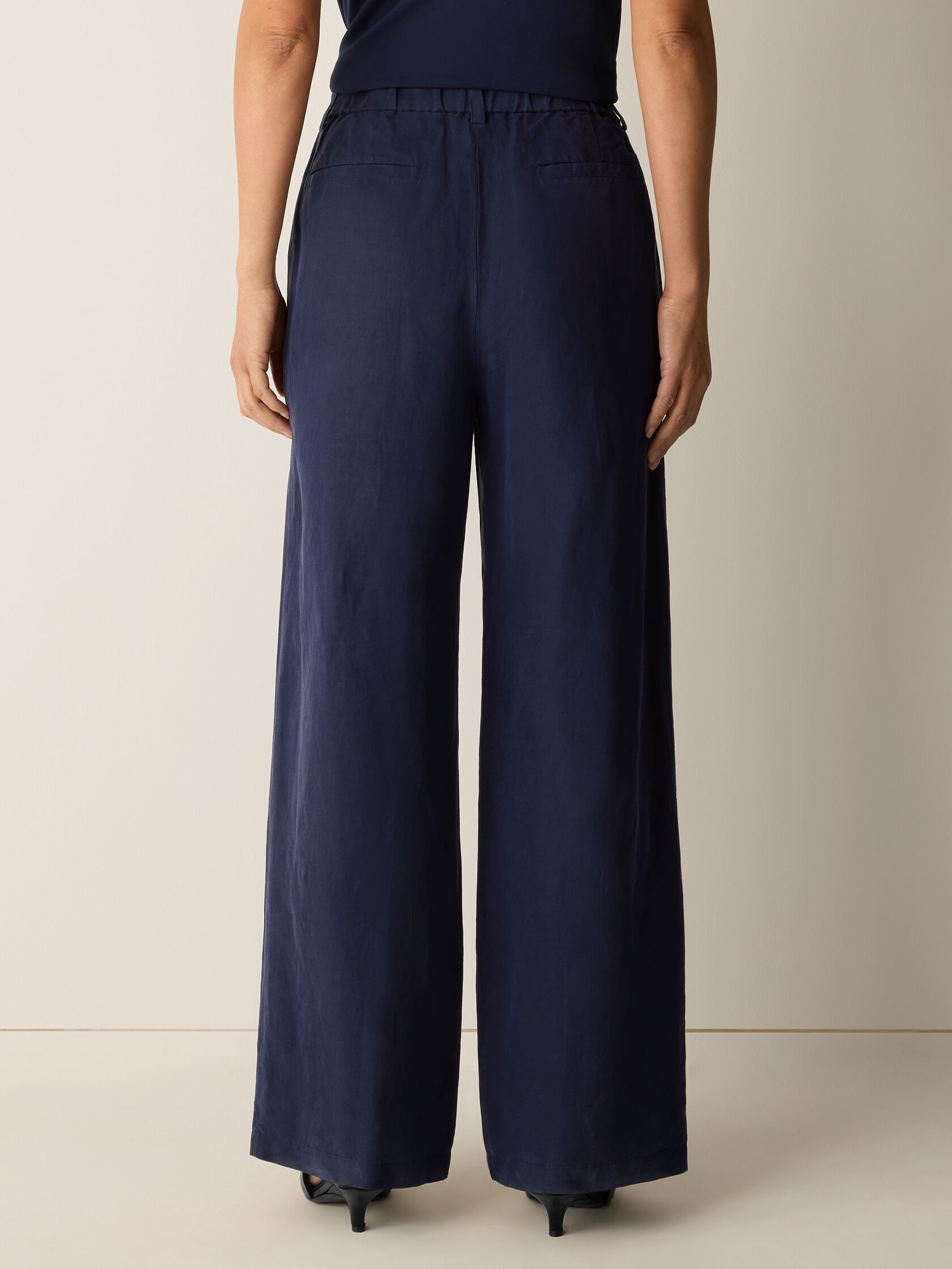 Linen Silk Twill Wide-Leg Trouser