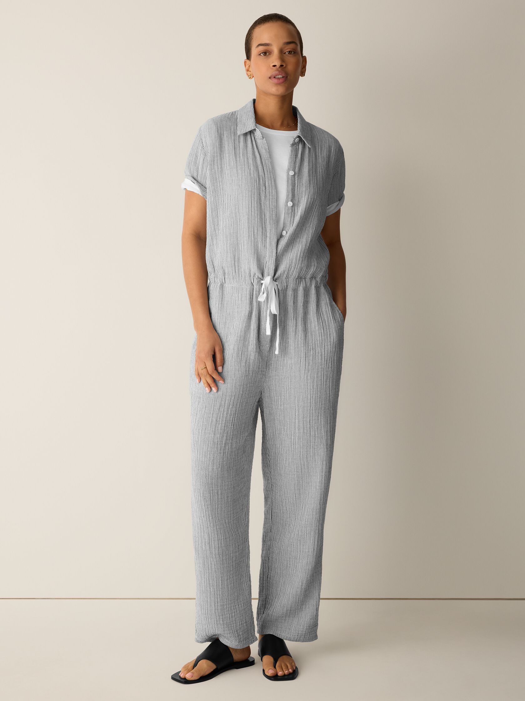 Striped Organic Cotton Gauze Jumpsuit