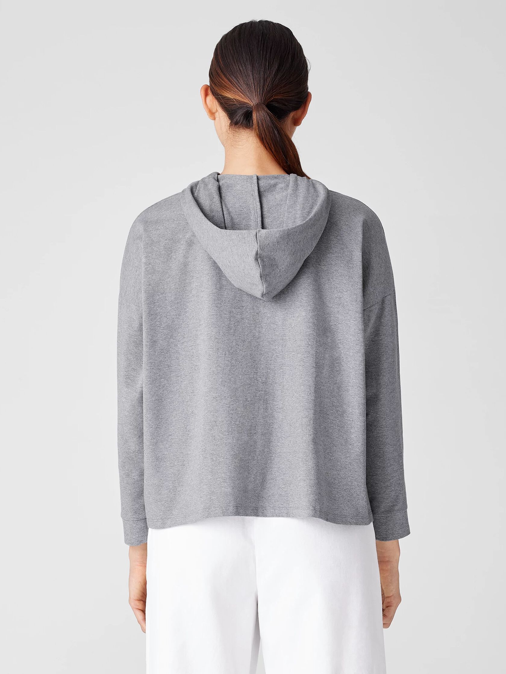 Heathered Organic Cotton Jersey Hooded Top