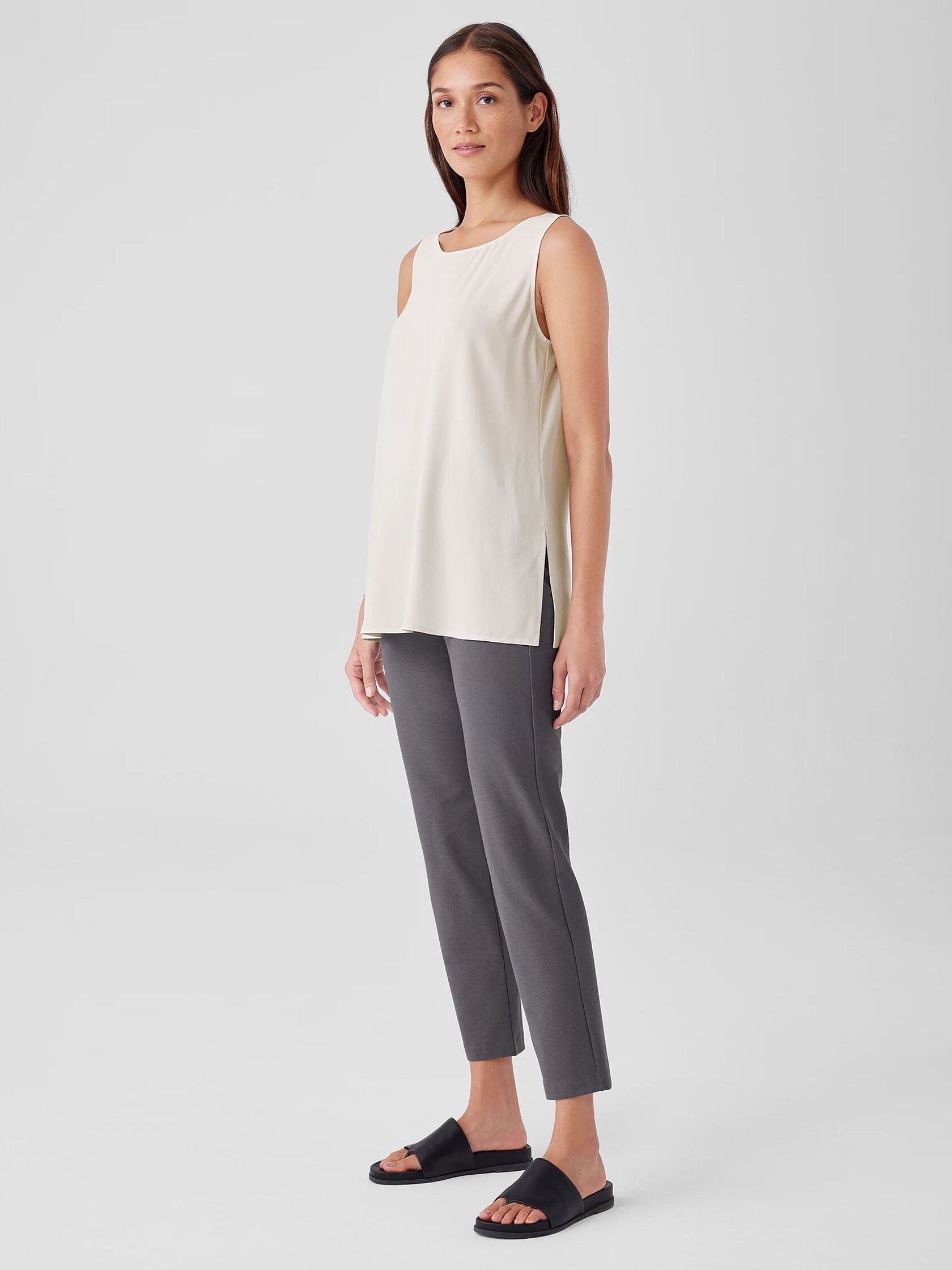 Silk Georgette Crepe Ballet Neck Tank