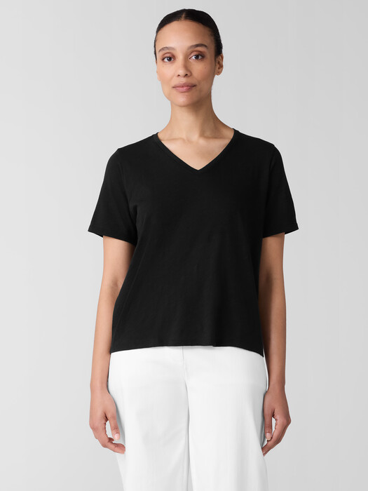 Organic Cotton Slubby Jersey V-Neck Tee