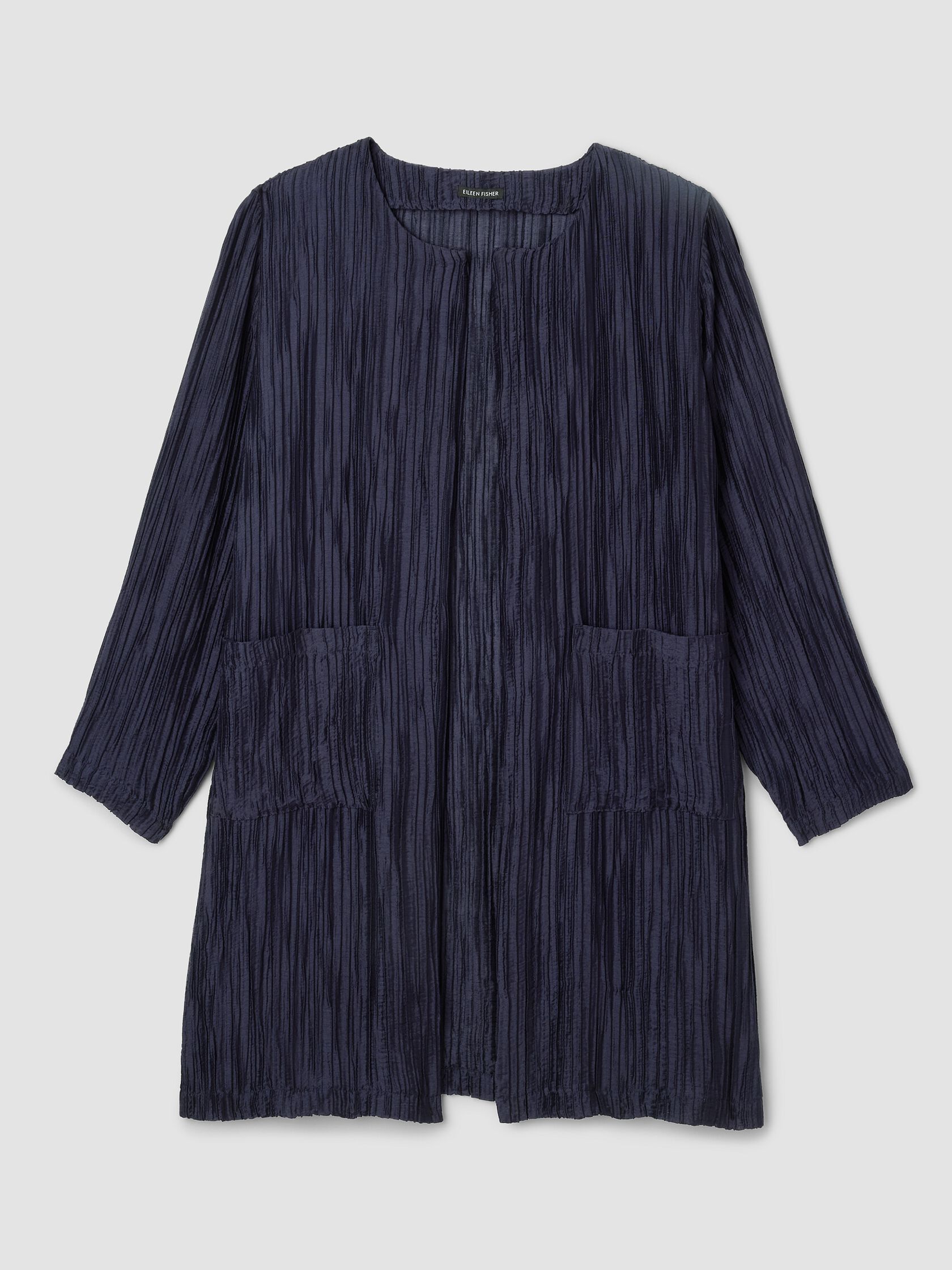 Crinkle Shimmer Round Neck Jacket