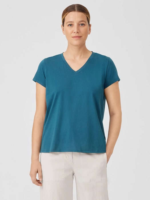 Organic Pima Cotton Jersey V-Neck Tee