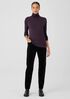 Ribbed Pima Cotton Blend Turtleneck Top