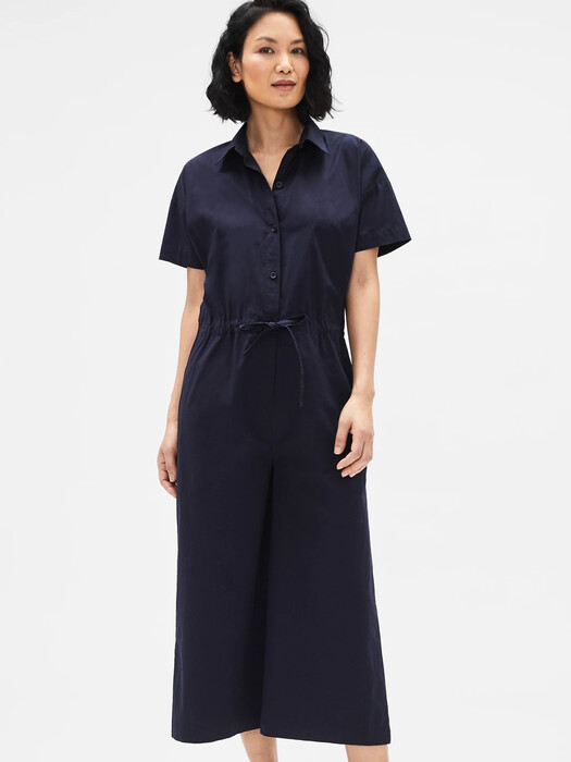Organic Cotton Poplin Wide-Leg Jumpsuit