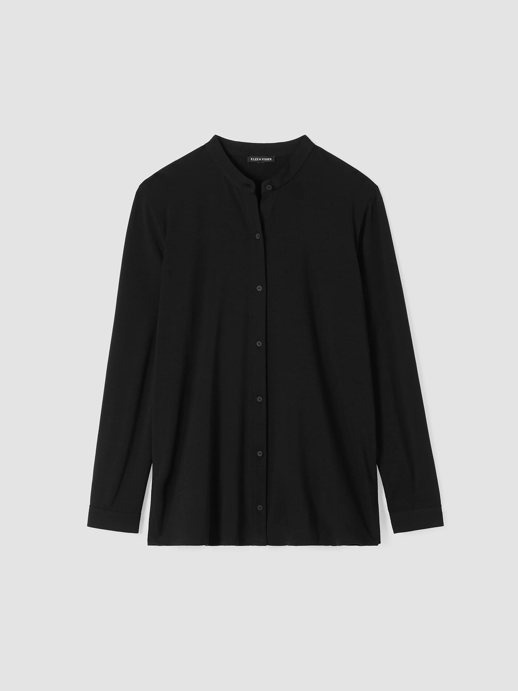 Stretch Jersey Knit Band Collar Shirt