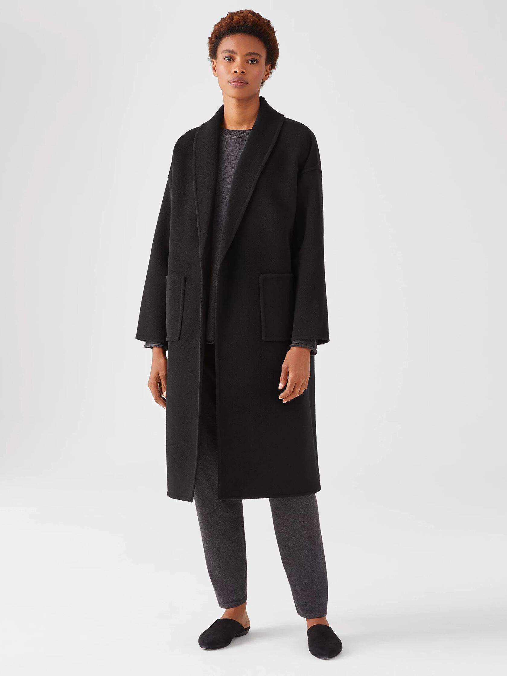 Doubleface Wool Cashmere Shawl Collar Coat