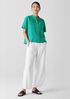 Washed Organic Linen Délavé Band Collar Shirt