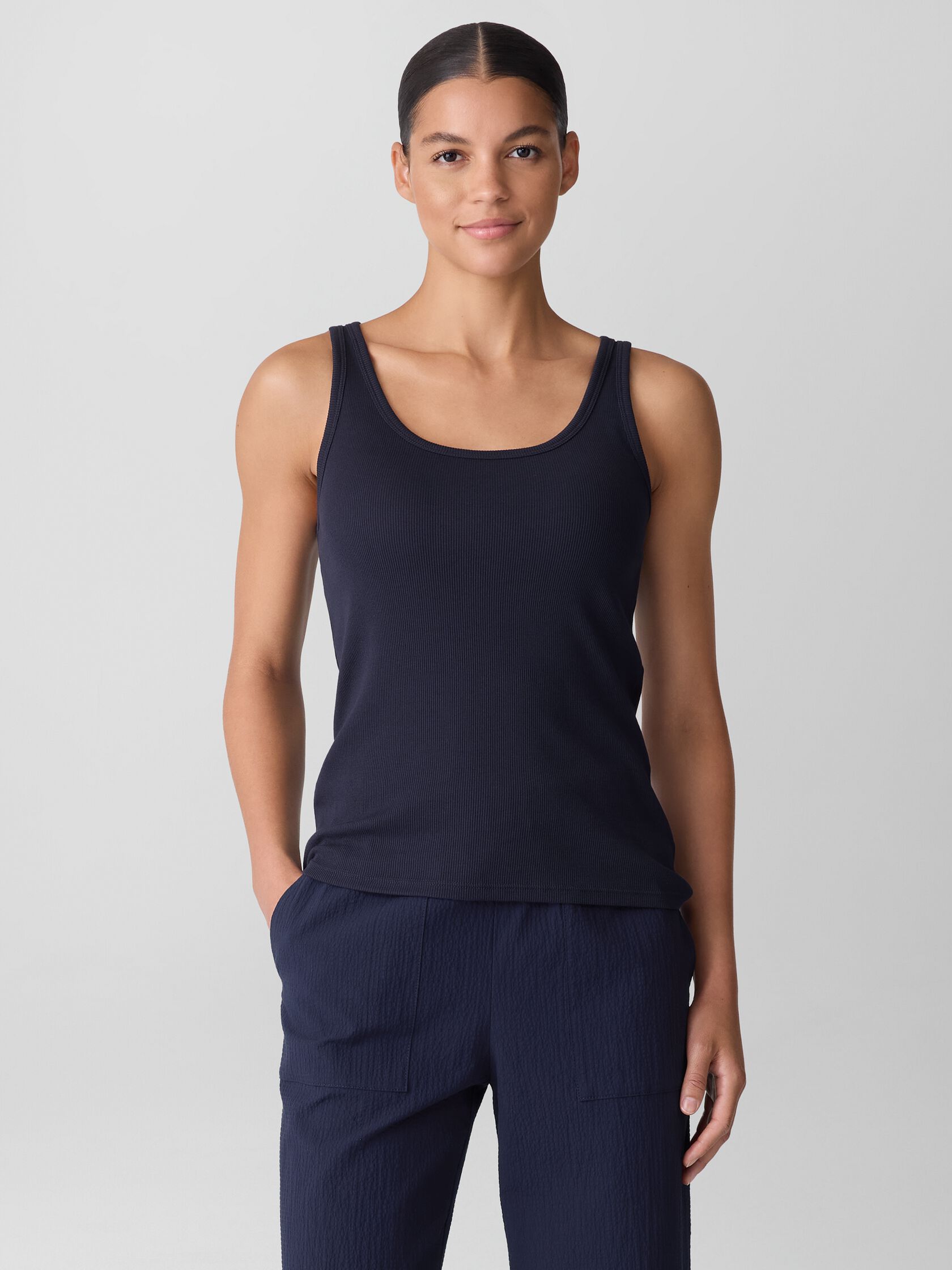 Organic Cotton Stretch Rib Scoop Neck Tank
