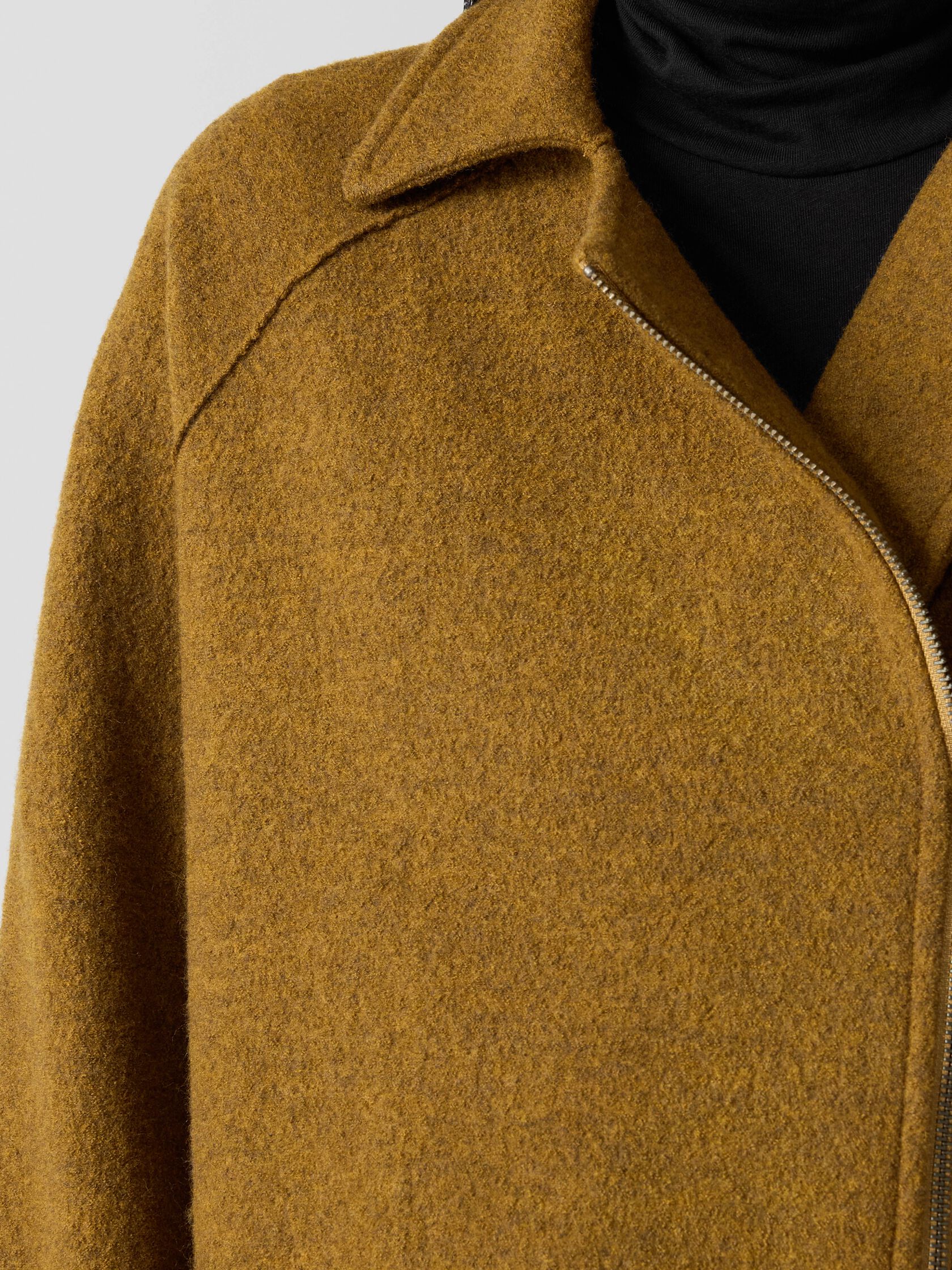 Lightweight Boiled Wool Motorcycle Jacket in Regenerative Wool