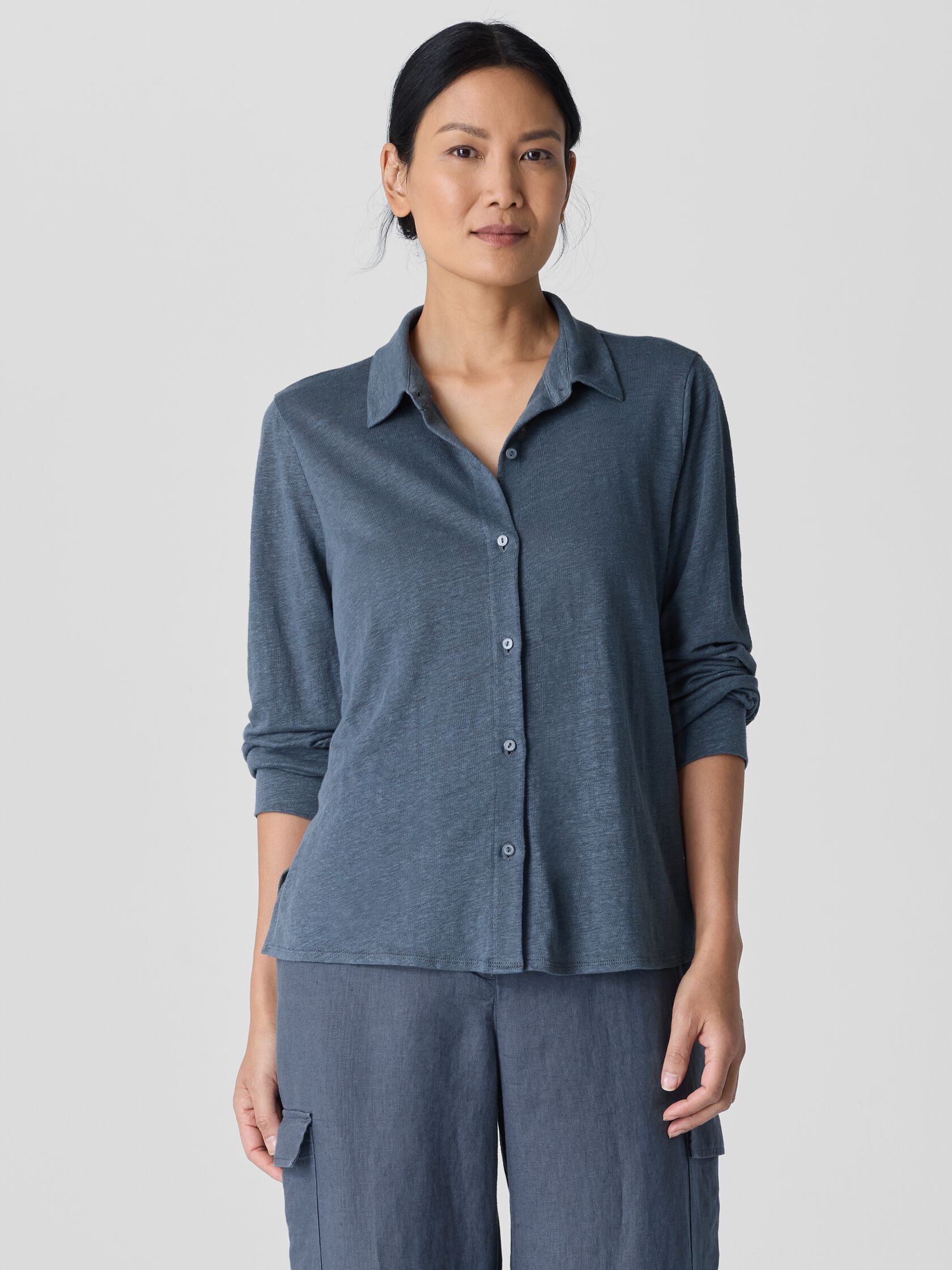 Organic Linen Jersey Classic Collar Shirt