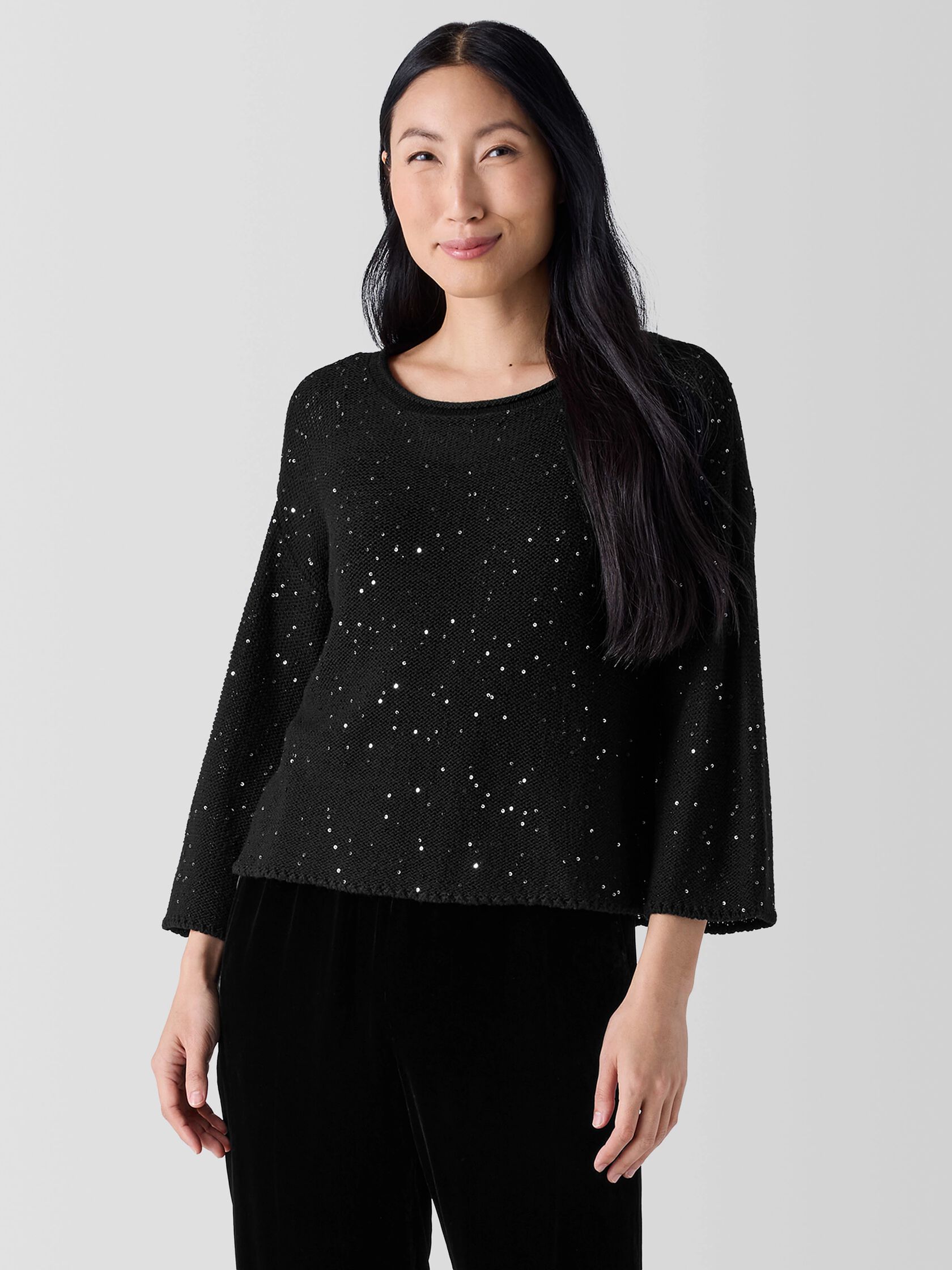 Merino Sequin Jewel Neck Top