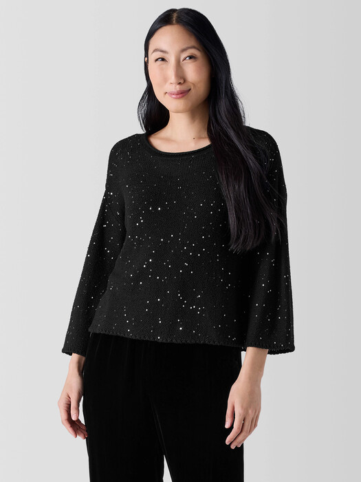 Merino Sequin Jewel Neck Top