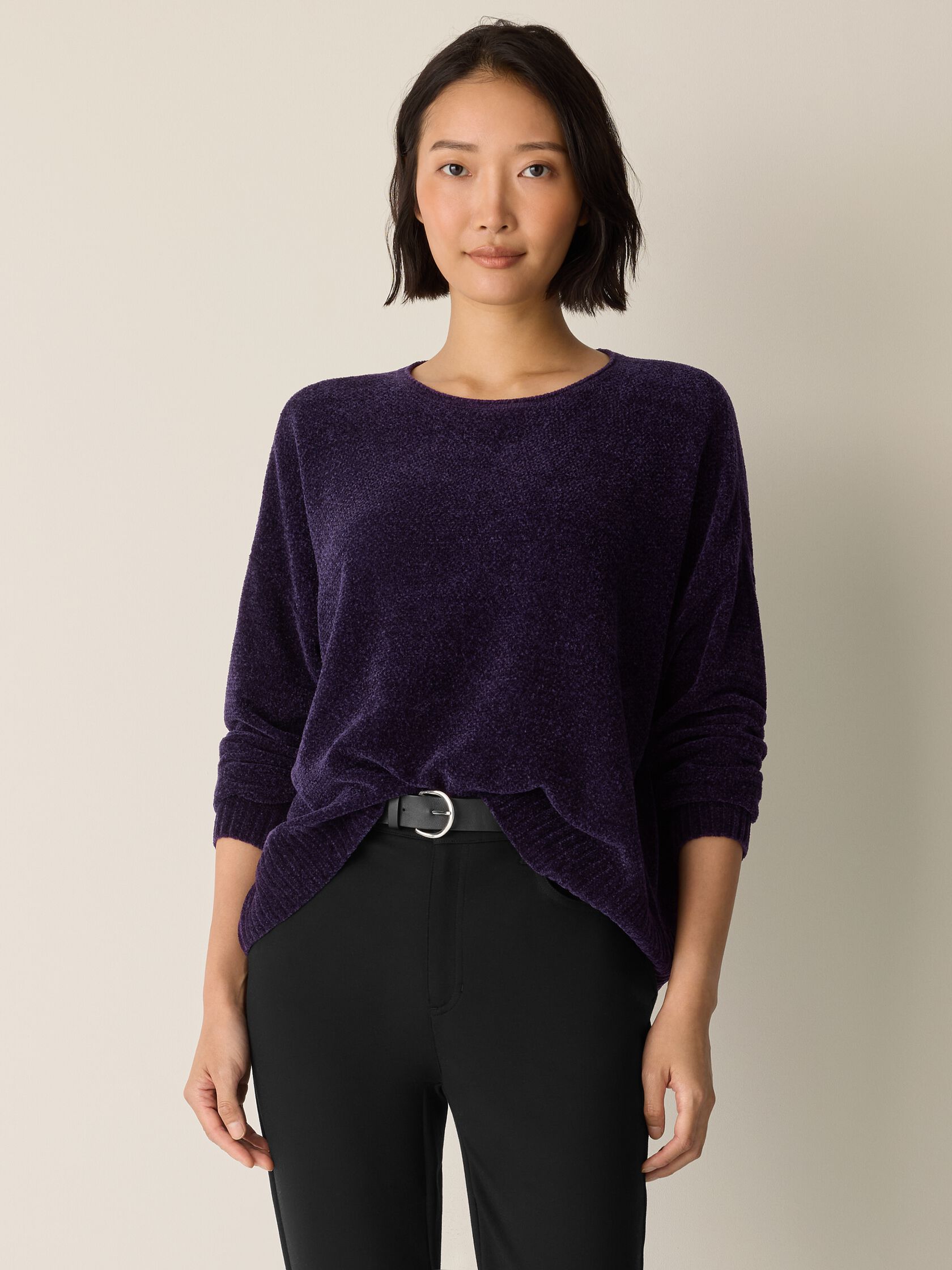 Chenille Blend Crew Neck Top