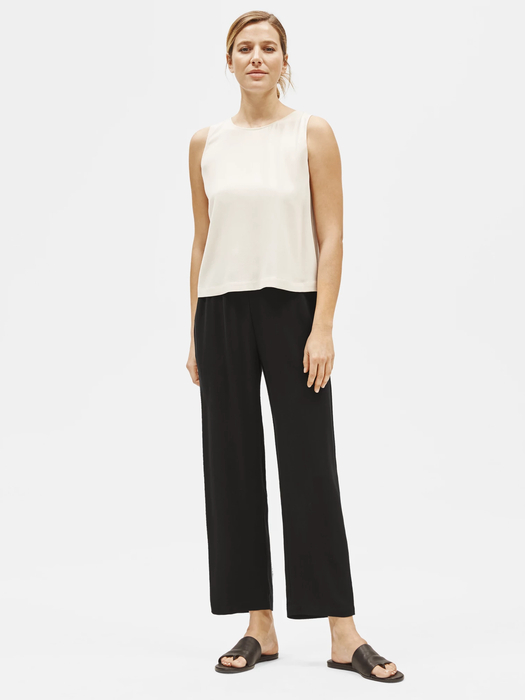 System Silk Georgette Straight Ankle Pant