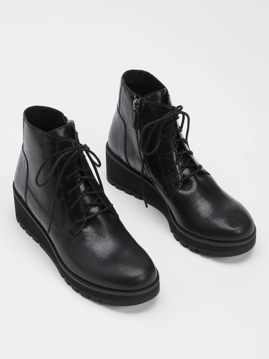 Crew Embossed Leather Lace-Up Bootie