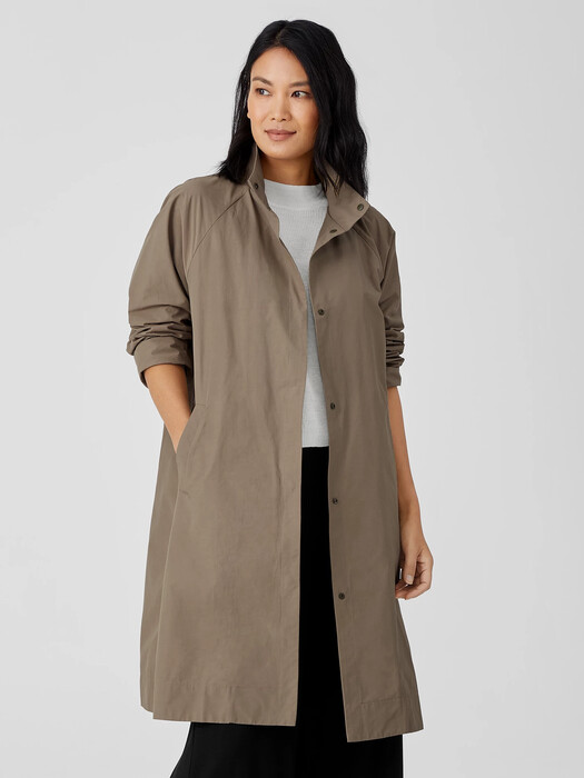Light Organic Cotton Nylon Stand Collar Coat