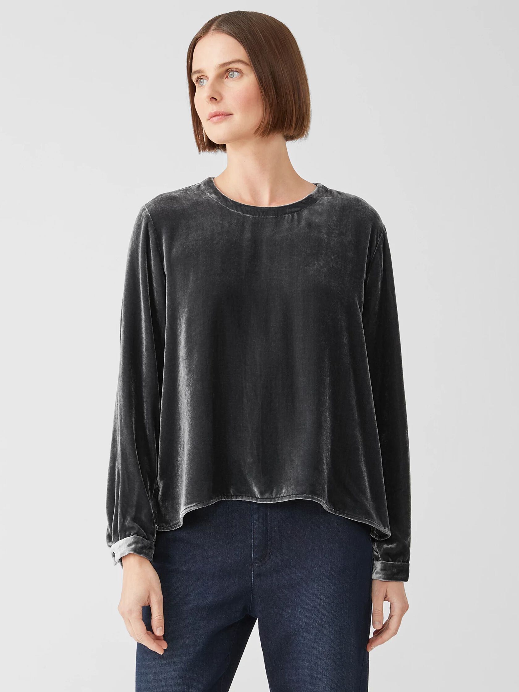 Velvet Round Neck Top