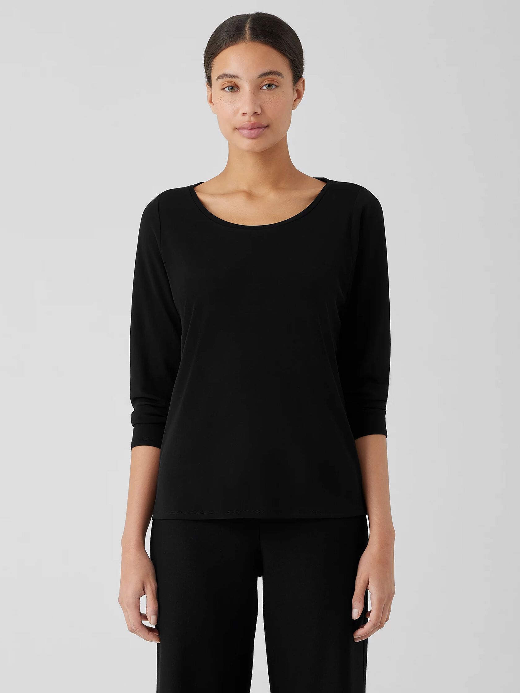 Stretch Silk Jersey Scoop Neck Top