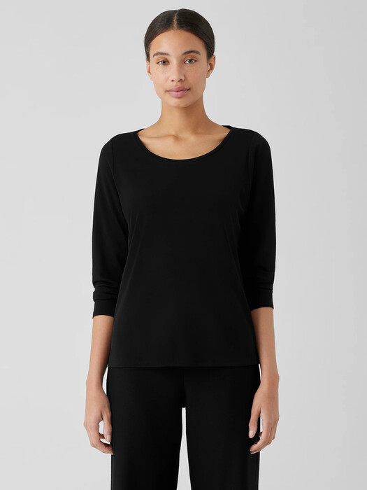 Stretch Silk Jersey Scoop Neck Top