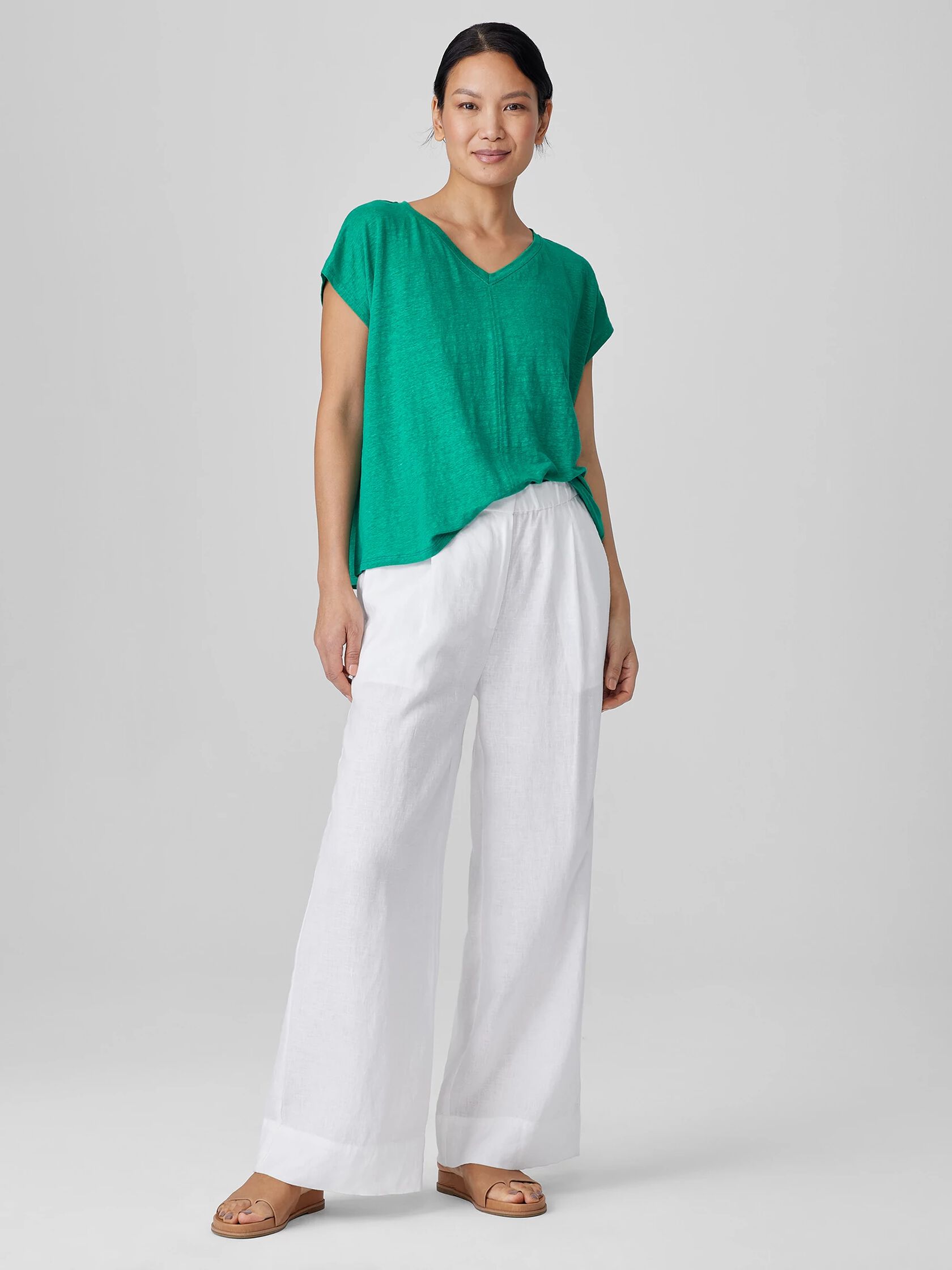 Organic Linen Jersey V-Neck Tee