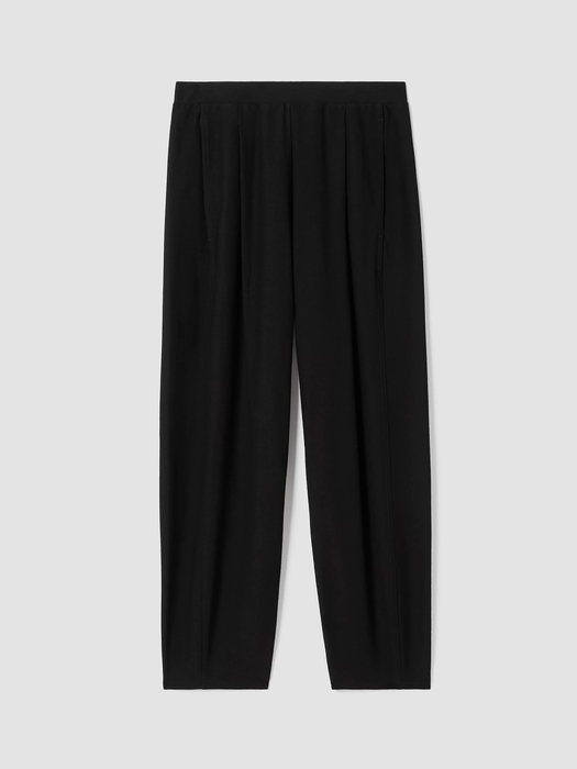 Washable Stretch Crepe Pleated Lantern Pant