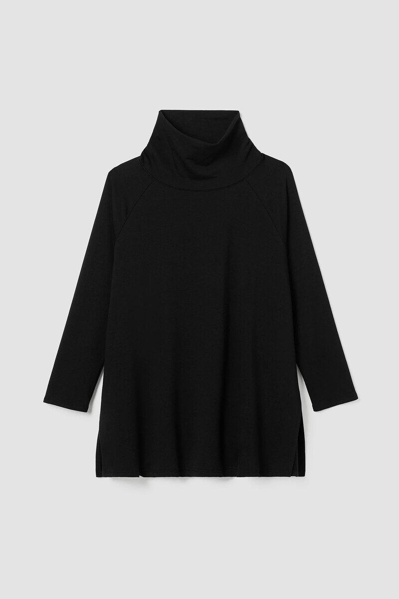 Cozy Brushed Terry Hug Funnel Neck Long Top Cozy Brushed Terry Hug Funnel Neck Long Top