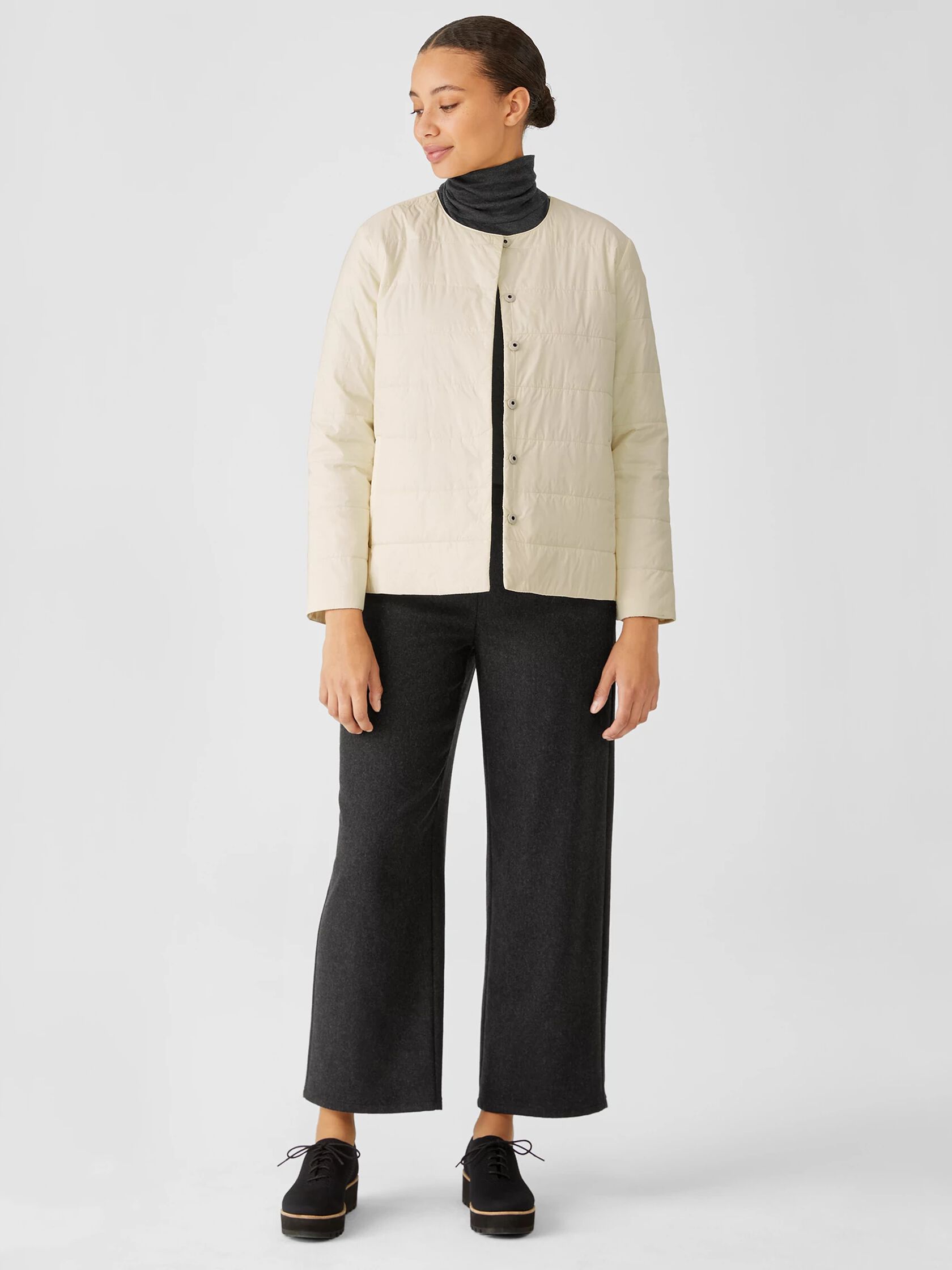 Eggshell Recycled Nylon Quilted Jacket