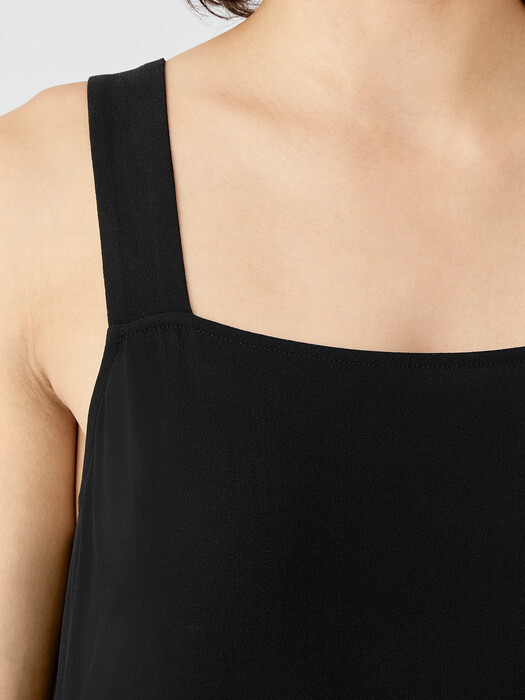 Silk Georgette Crepe Square Neck Dress