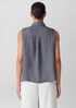 Puckered Organic Linen Sleeveless Shirt