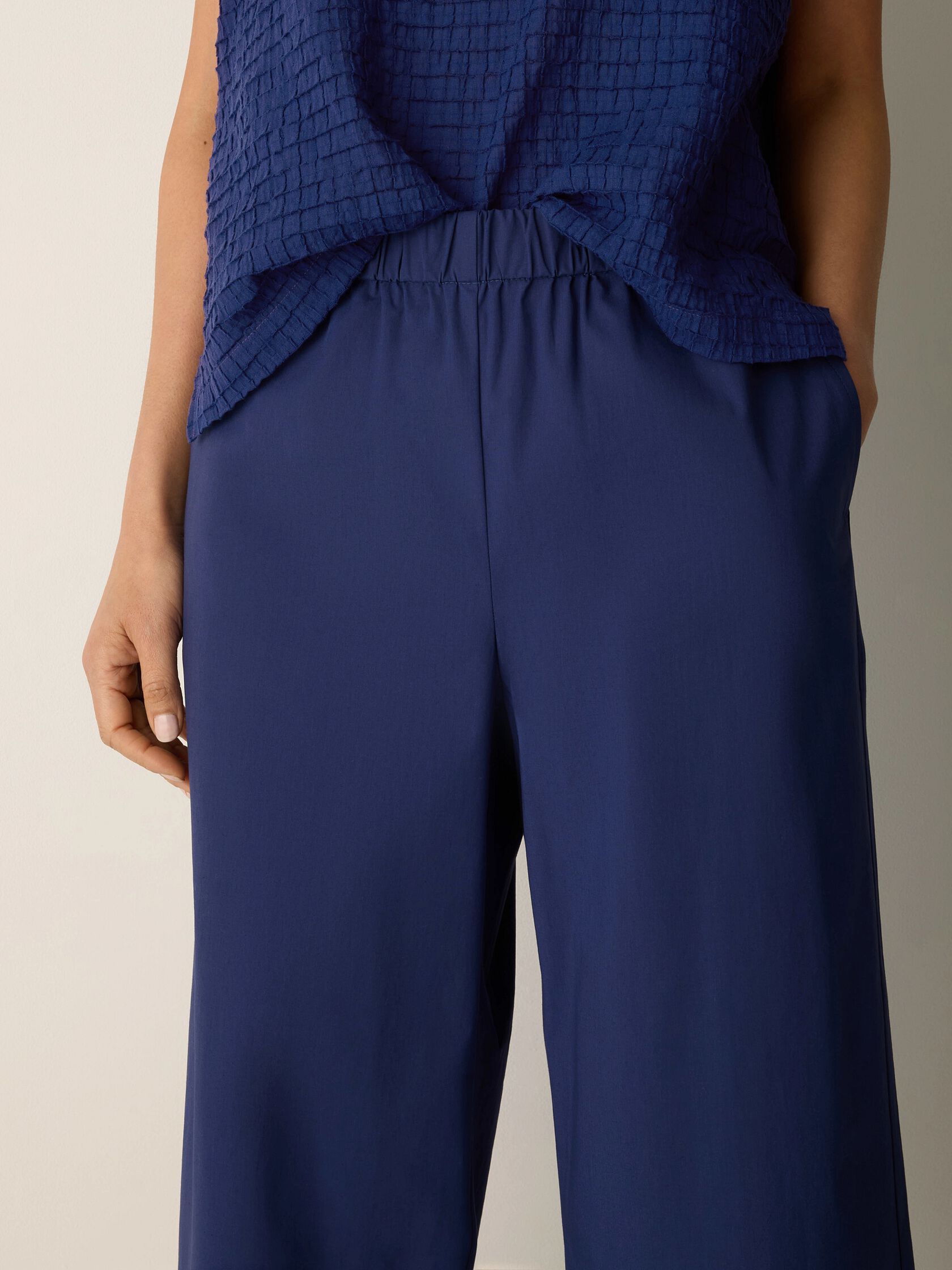 Stretch Organic Cotton Poplin Wide-Leg Pant