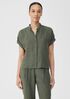 Puckered Organic Linen Short-Sleeve Shirt