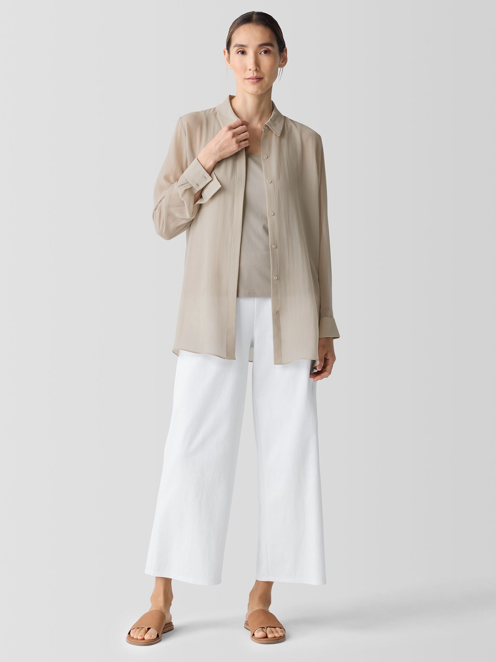 Sheer Silk Georgette Classic Collar Shirt