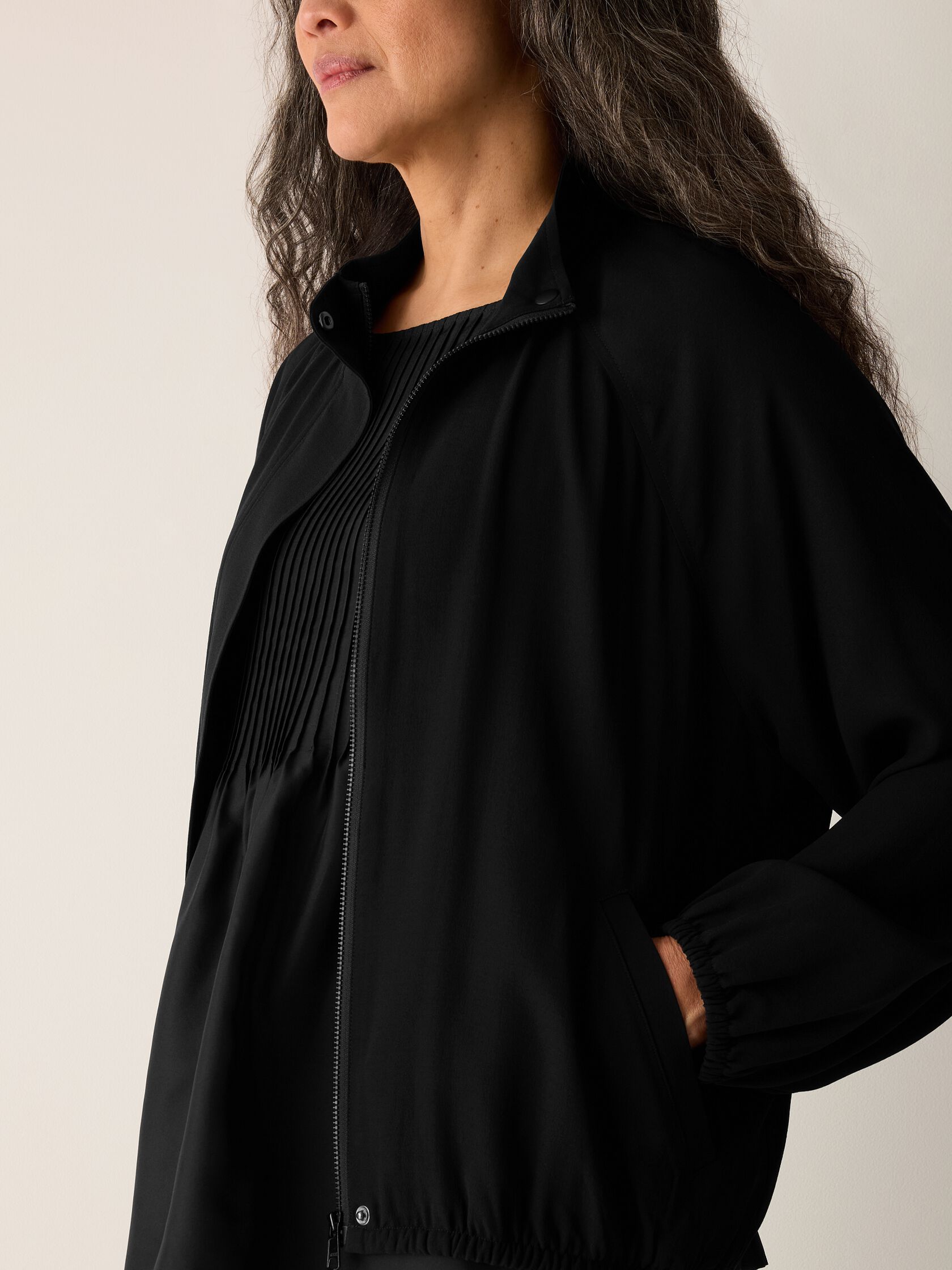 Silk Georgette Crepe Flight Jacket