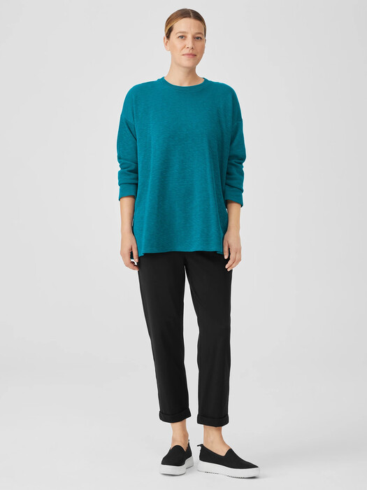 Organic Cotton Slubby Rib Knit Crew Neck Top