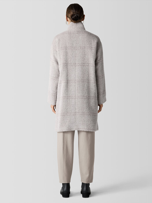 Luxe Alpaca Windowpane Stand Collar Coat