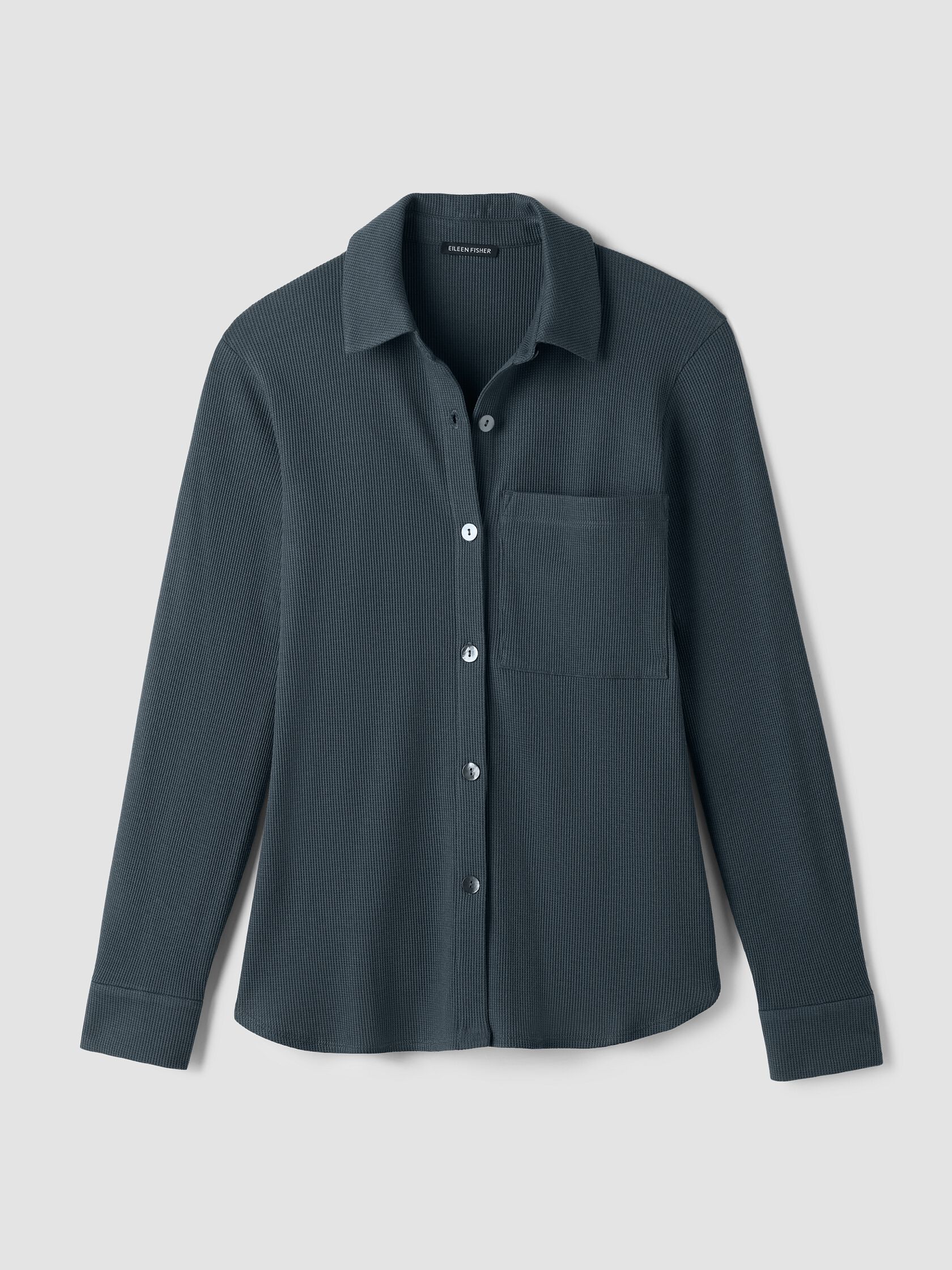 Cozy Waffle Knit Classic Collar Shirt