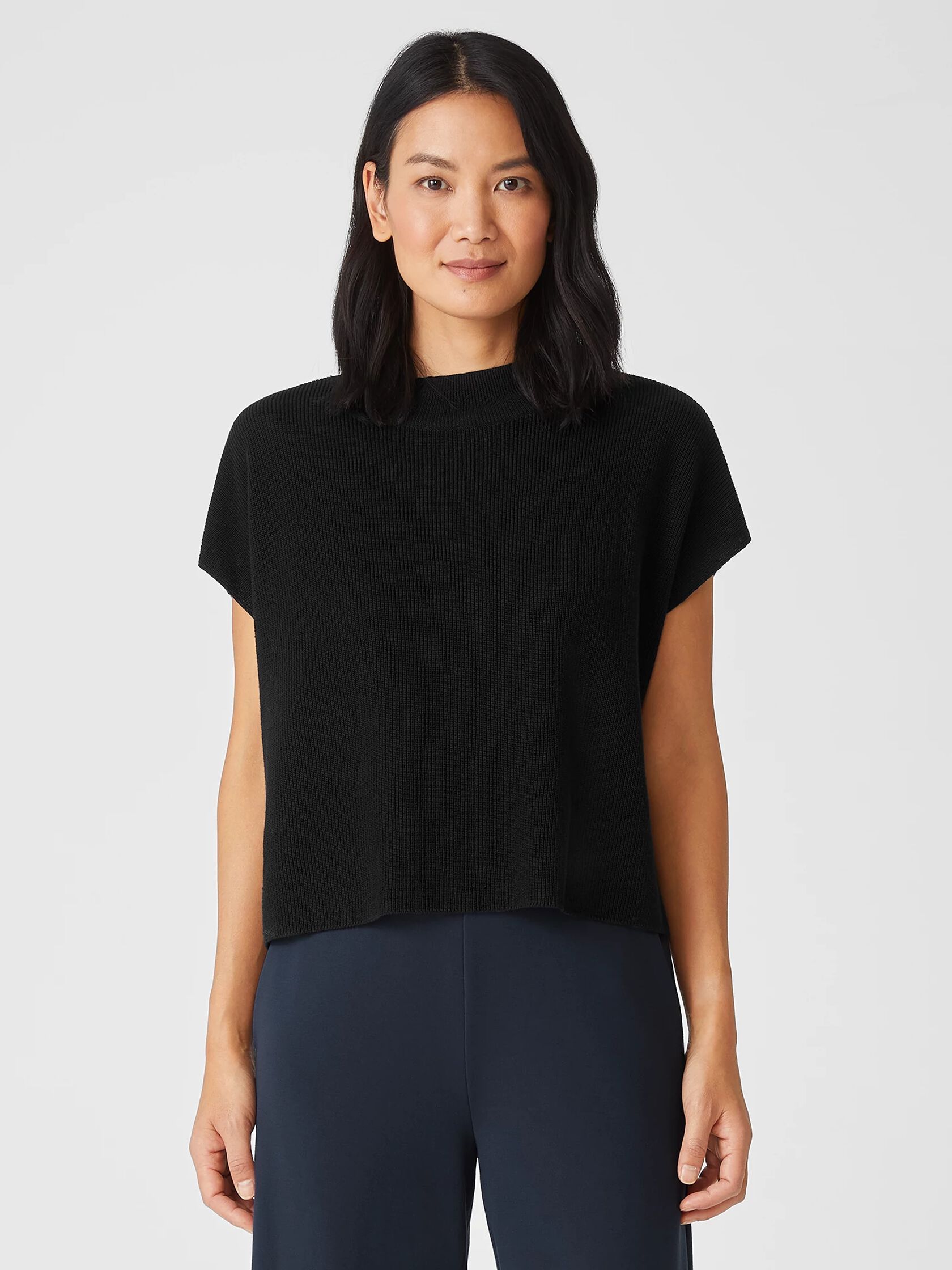 Organic Linen Cotton Mock Neck Top